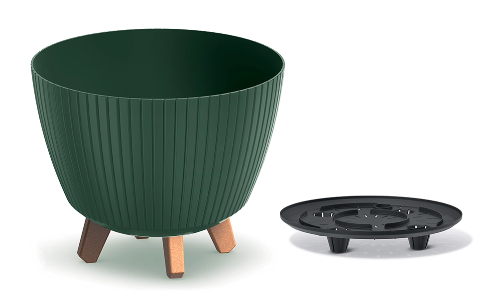E-shop Prosperplast Plastový květináč LAMIAL tmavě zelený, 28,8 cm