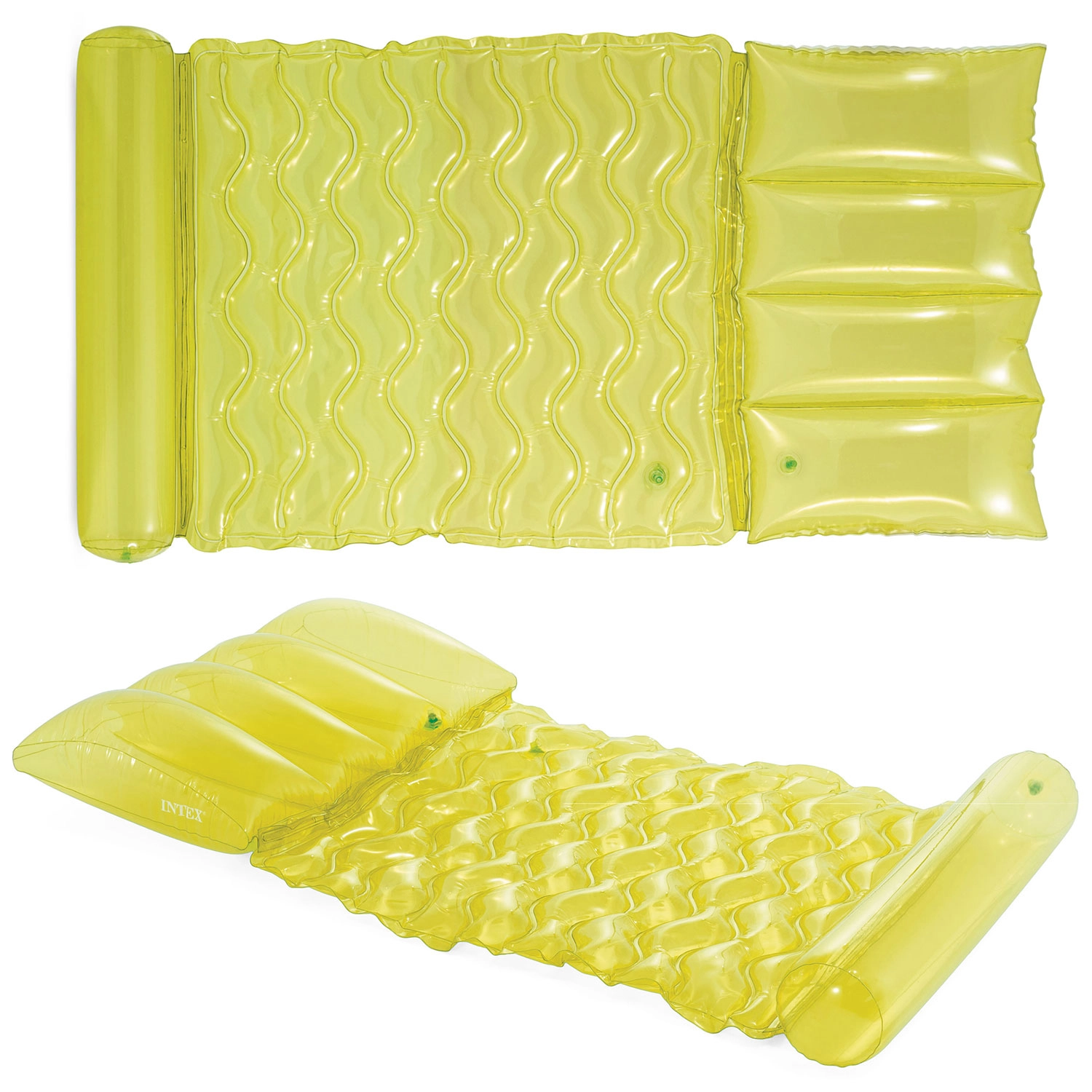E-shop Nafukovacie lehátko do vody limetkové INTEX 173 × 89 cm