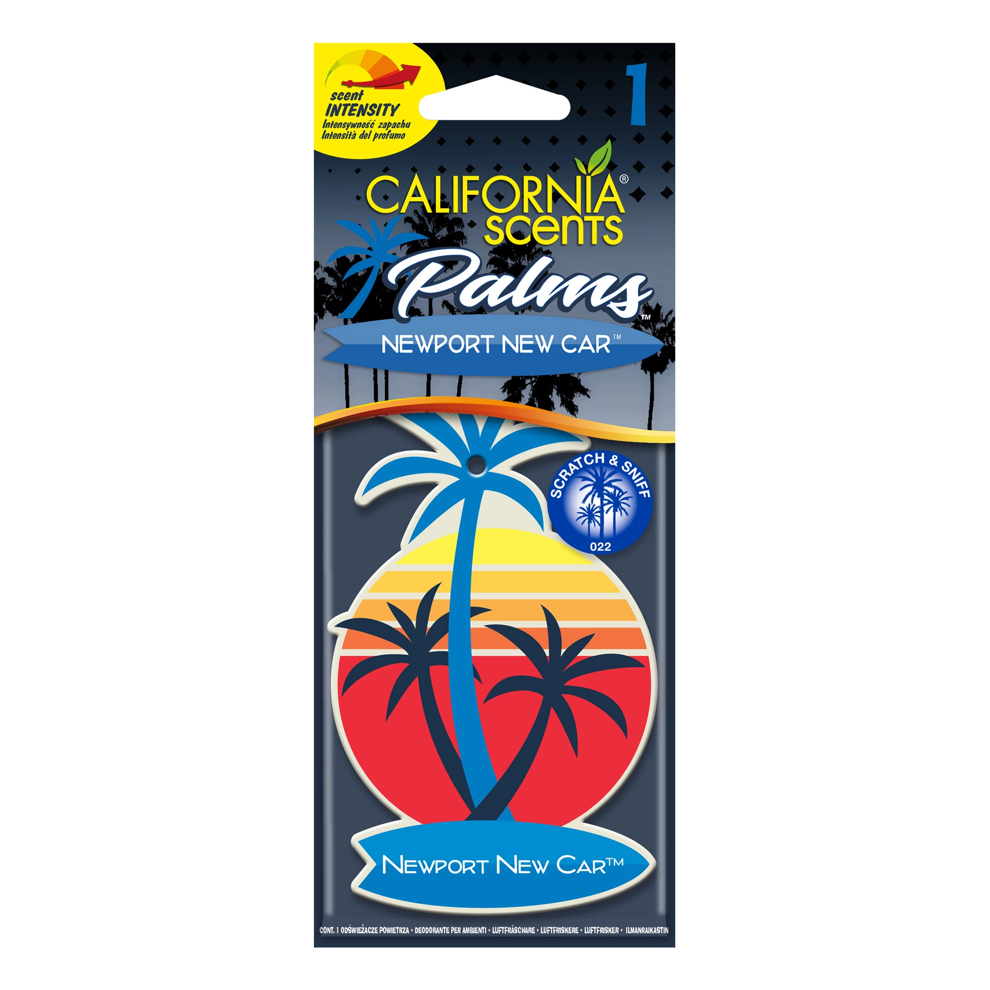 E-shop Závesná vôňa do auta California Scents Palm Newport New Car