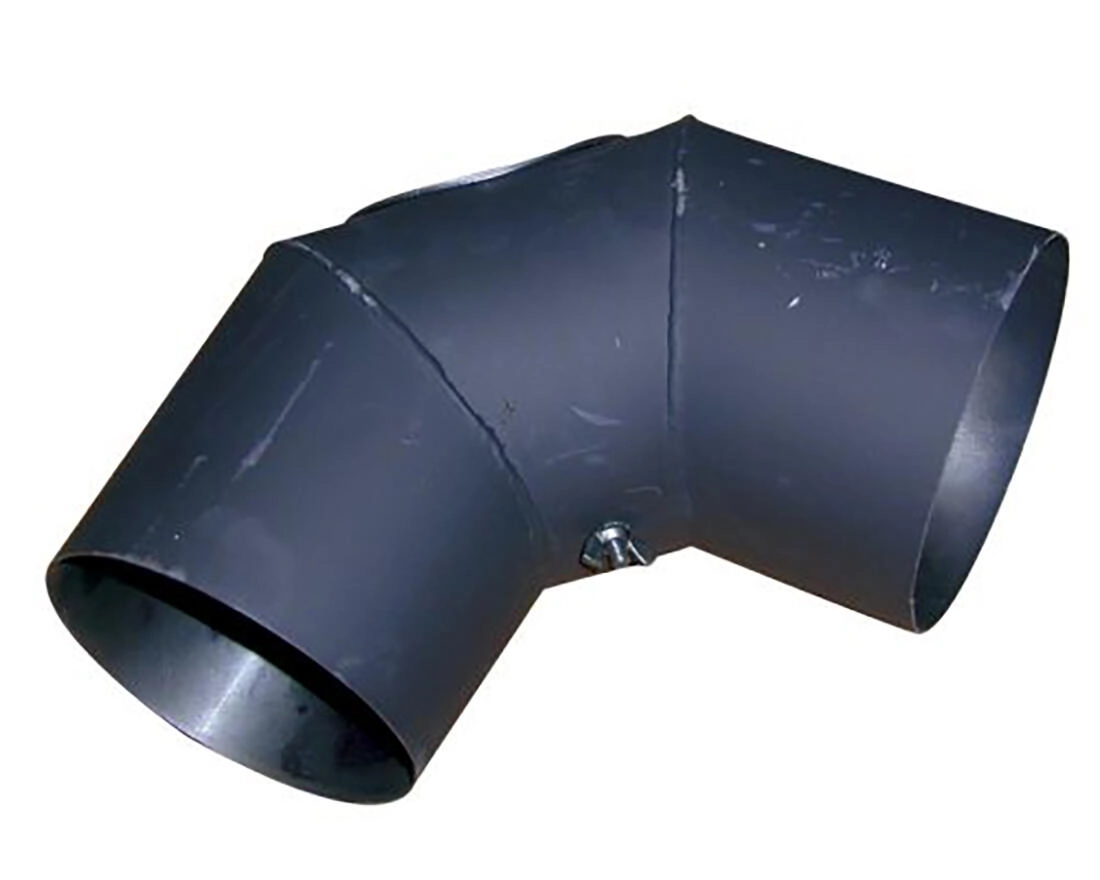 E-shop Dymové koleno s čistiacim otvorom 125 mm, 90°, oceľ 1,5 mm, čierne