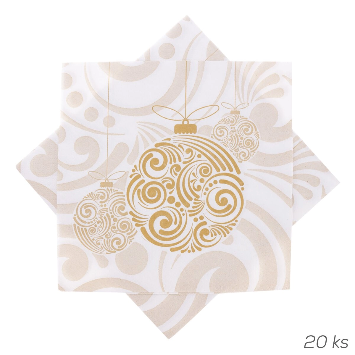 E-shop Papierové obrúsky zlatá vianočná guľa 33 × 33 cm, 20 ks