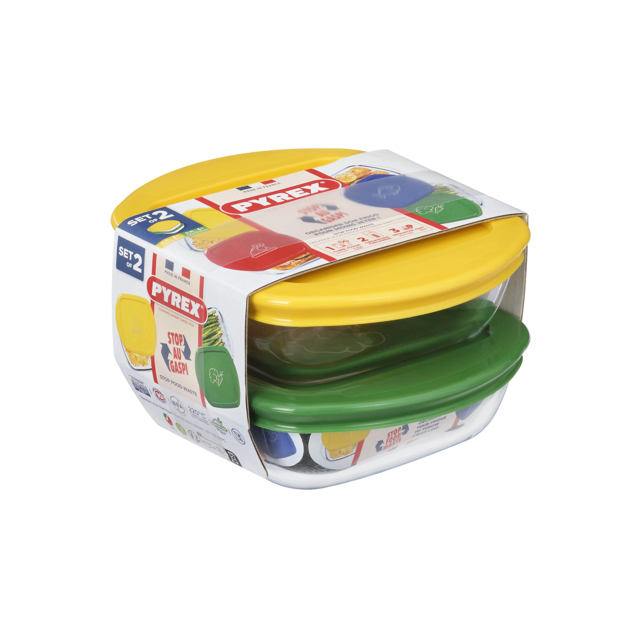 E-shop Pyrex Súprava sklenených dóz štvorcových 2 ks 0,3 l