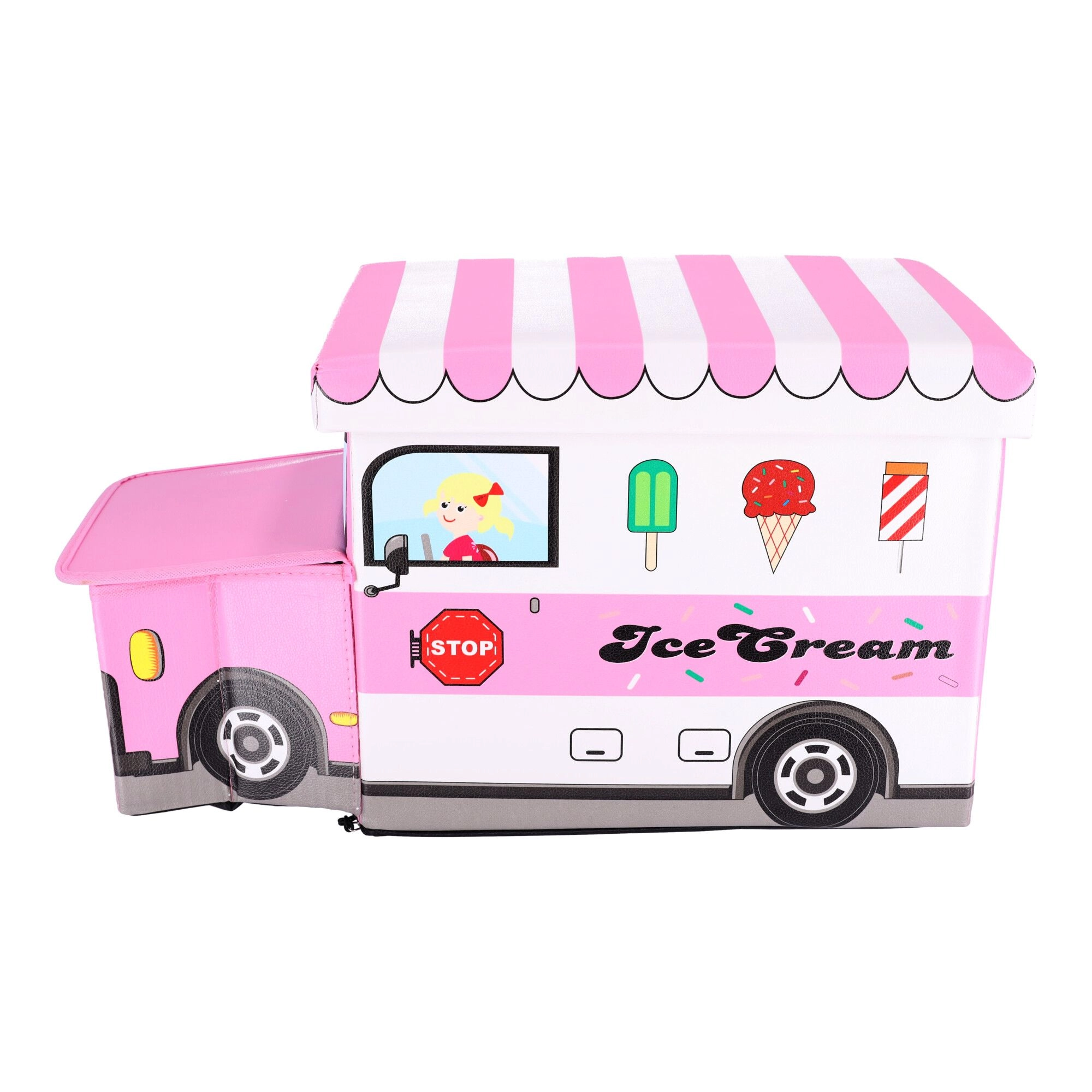 E-shop Kontajner na hračky s pufom - Zmrzlinové auto