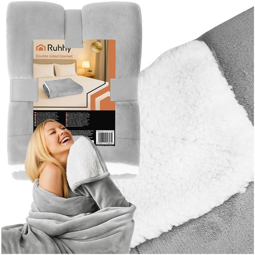 E-shop Ruhhy 26293 Obojstranná deka s baránkom svetlosivá 150 x 200