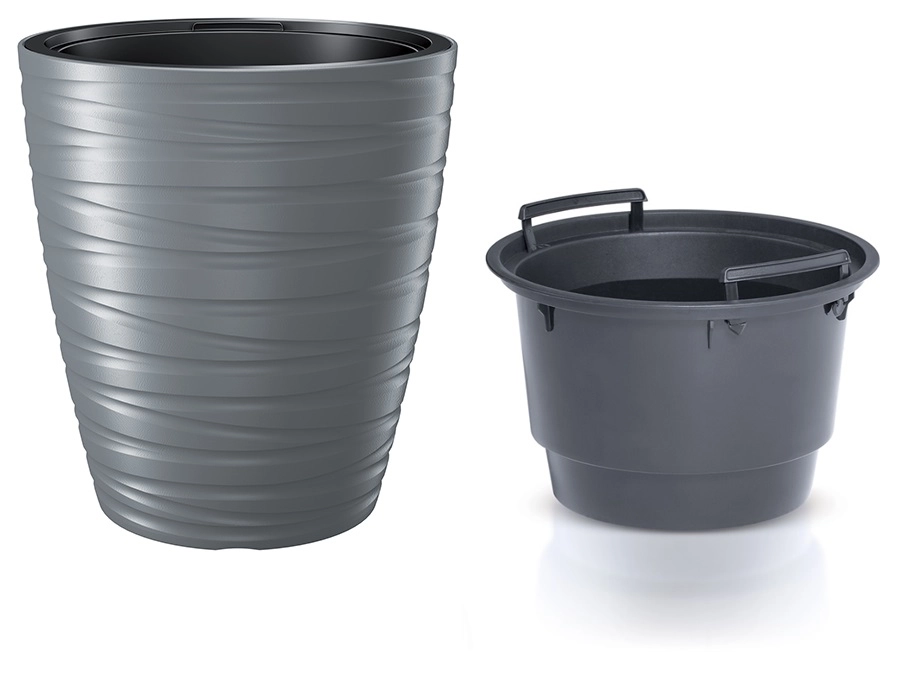 E-shop Prosperplast Kvetináč s vložkou MAZE sivý kameň 47,5 cm