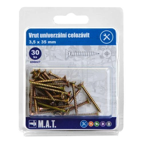 E-shop Univerzálny skrutka s plným závitom 3,5 × 35 mm, zinkovaný, 30 ks