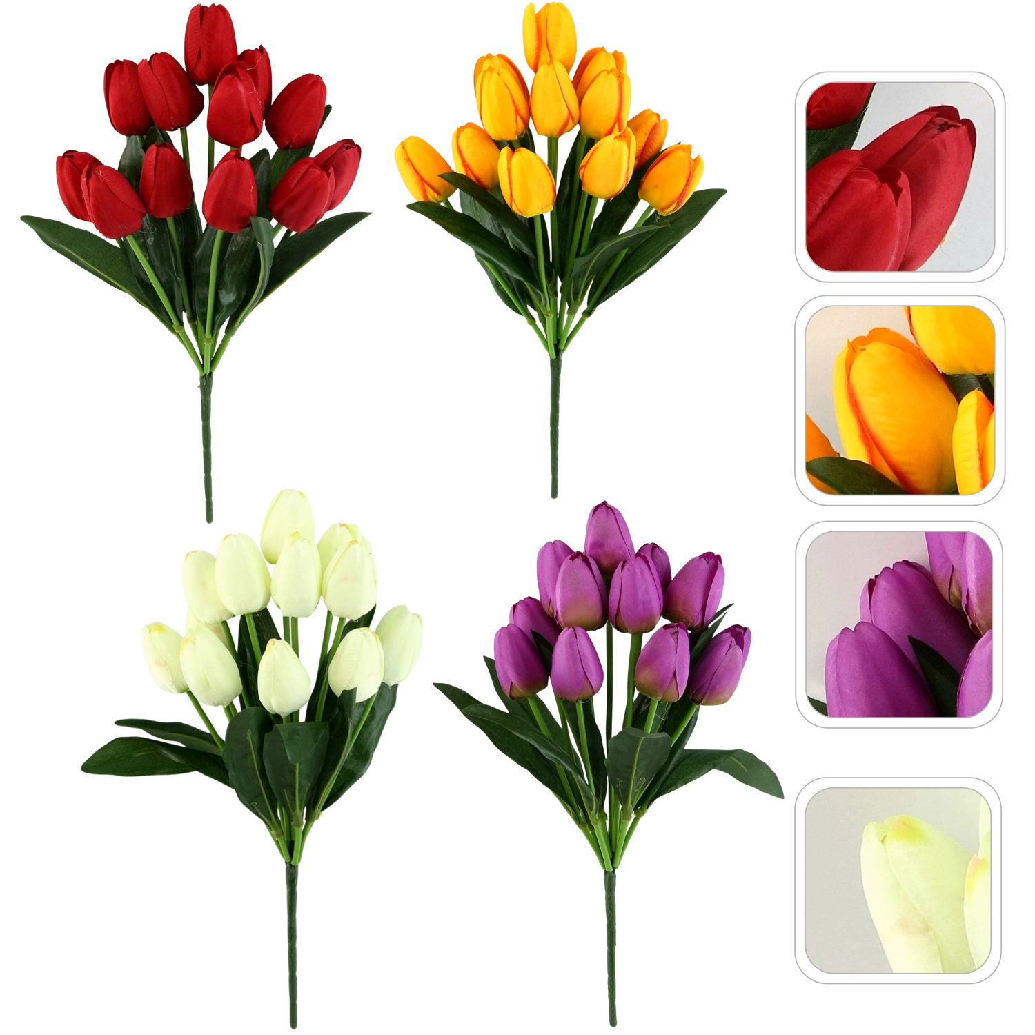 E-shop Umelá kytica 12 tulipánov mix farieb 43 cm