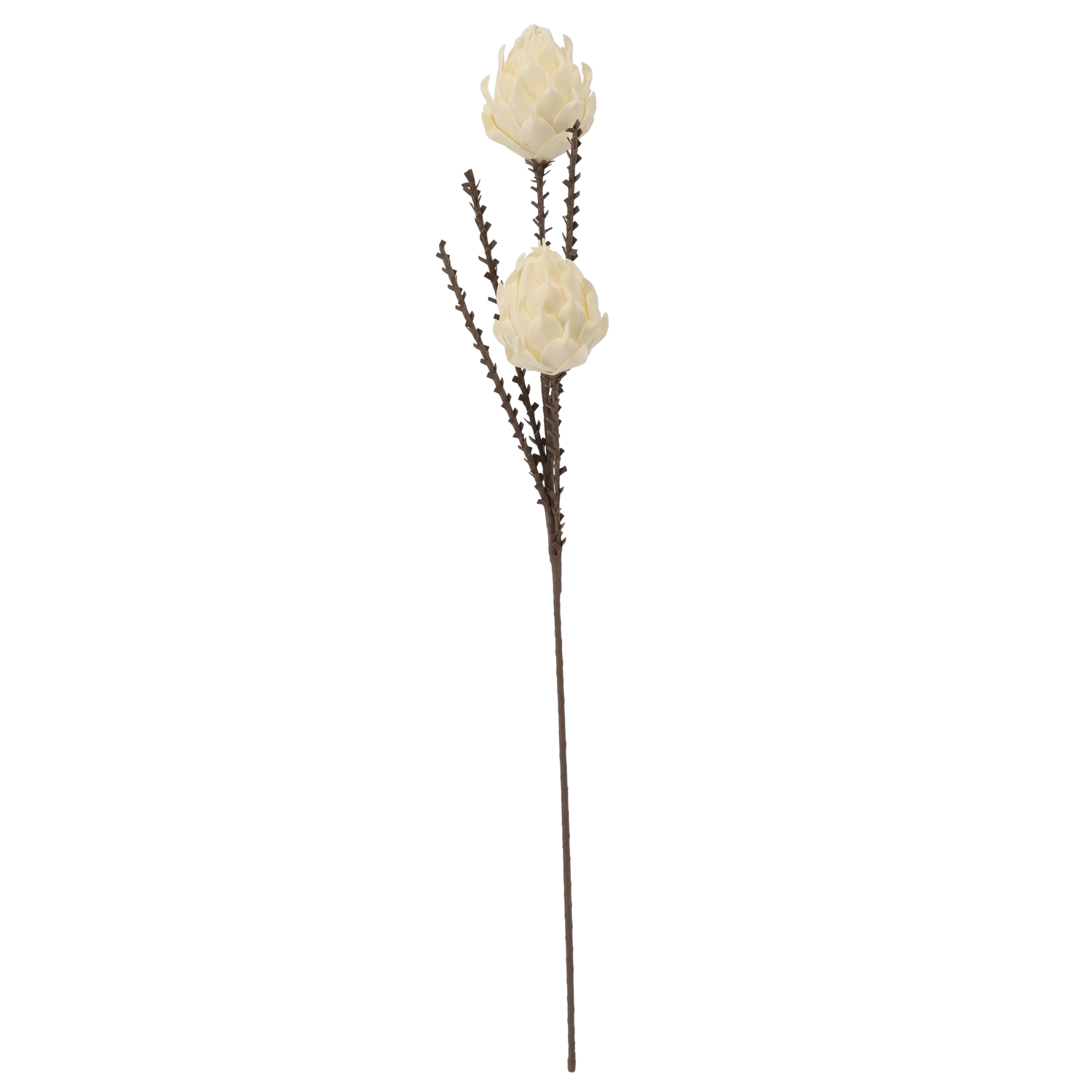 E-shop Dekoratívny umelý kvet artičok s dvoma kvetmi 98 cm biely