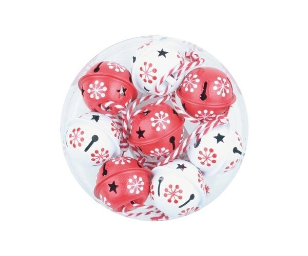 E-shop Rolničky s potlačou 3 cm, sada 8 kusov – červené a biele
