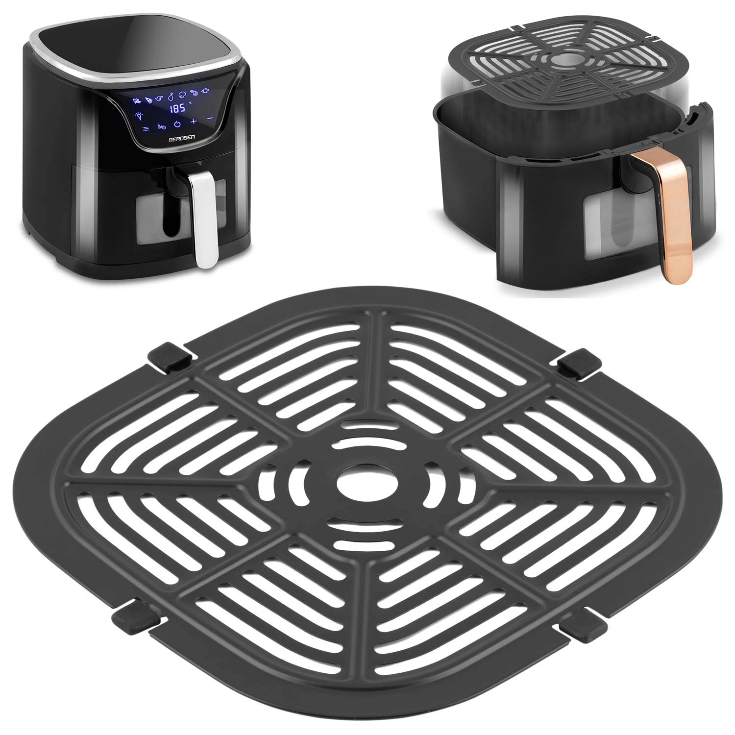 E-shop Mriežka do teplovzdušnej fritézy Berdsen BD-652, 21 × 21 cm, nerez s nepriľnavým povrchom PTFE