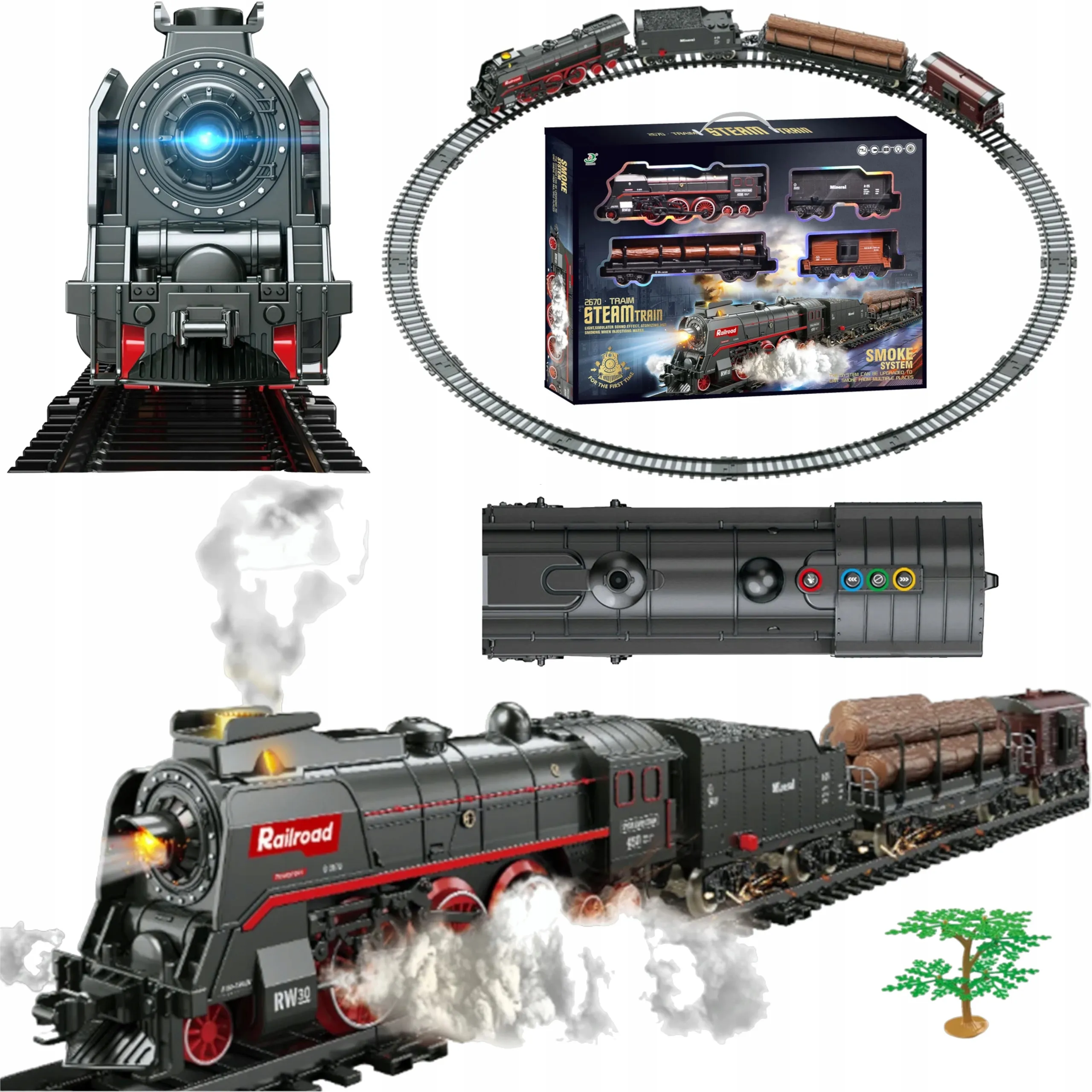 elektrická retro vláčkodráha s parou, svetlom a zvukmi