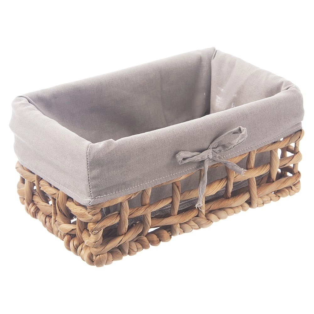 E-shop Prírodný úložný košík s látkovou vložkou 26,5 × 17 × 12,5 cm