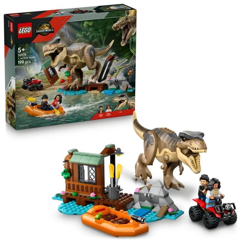 T-rex a útek po rieke – LEGO Jurassic World stavebnica pre deti od 5 rokov