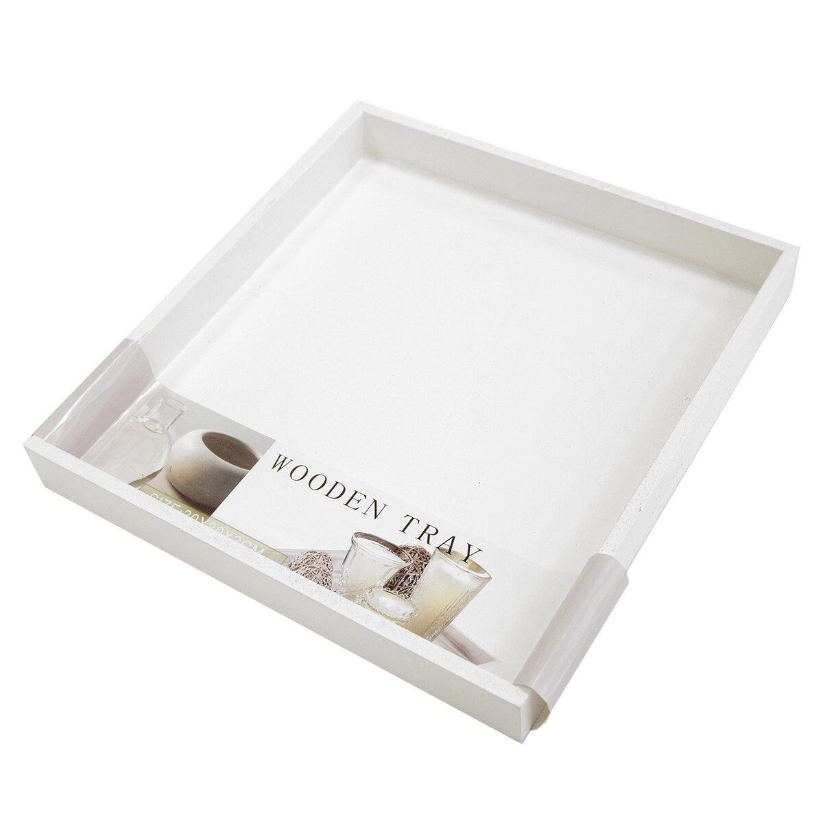 E-shop Dekoratívny drevený podnos biely 30 × 30 cm