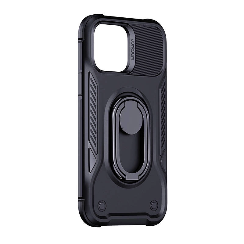 E-shop Joyroom Dual Hinge iPhone 14 pancéřové se stojánkem a držákem prstenu čierne