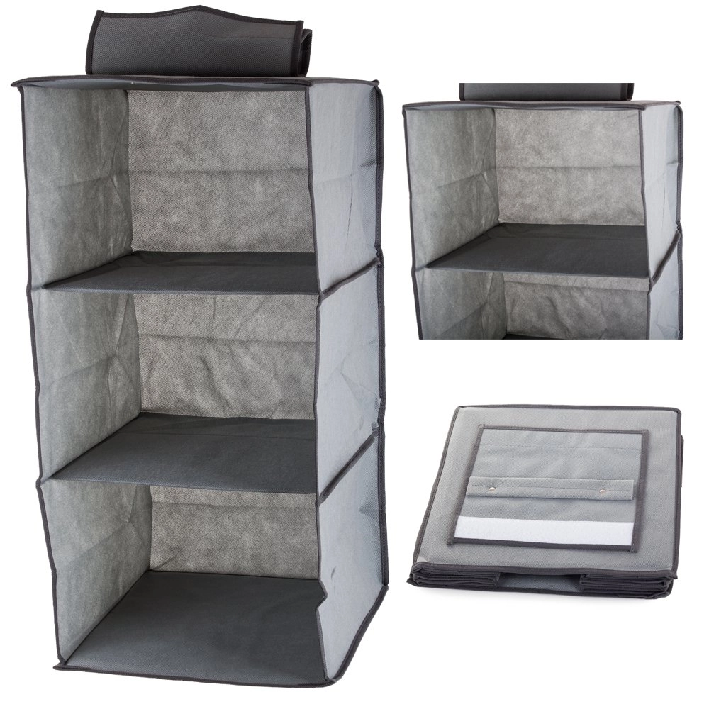 E-shop Verk 01325 Závesný organizér s 3 priehradkami 30x30x60cm šedá