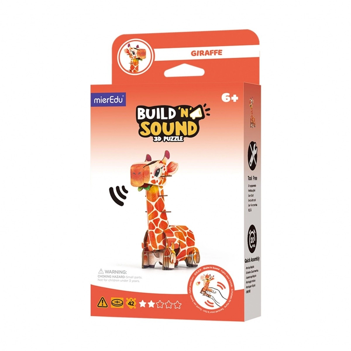 E-shop Puzzle 3D MierEdu postav a počúvaj – žirafa