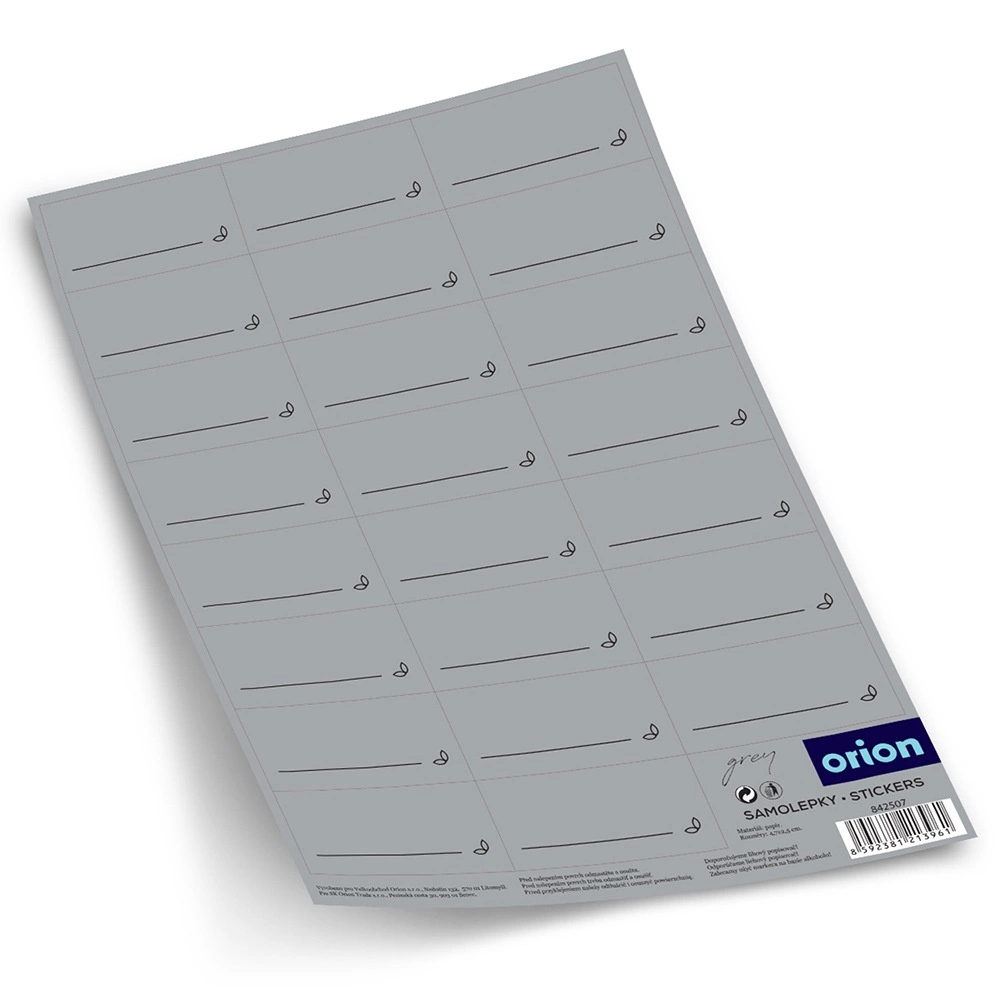 Samolepiace sivé štítky na koreniny, 23 ks