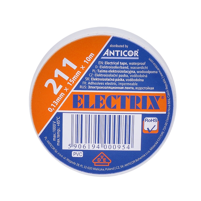 Solight izolačná elektro páska biela 15 mm x 0,13 mm x 10 m