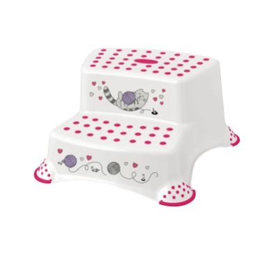 E-shop Detský dvojschodík s protišmykom CAT, biely 40,5 × 37 × 21 cm