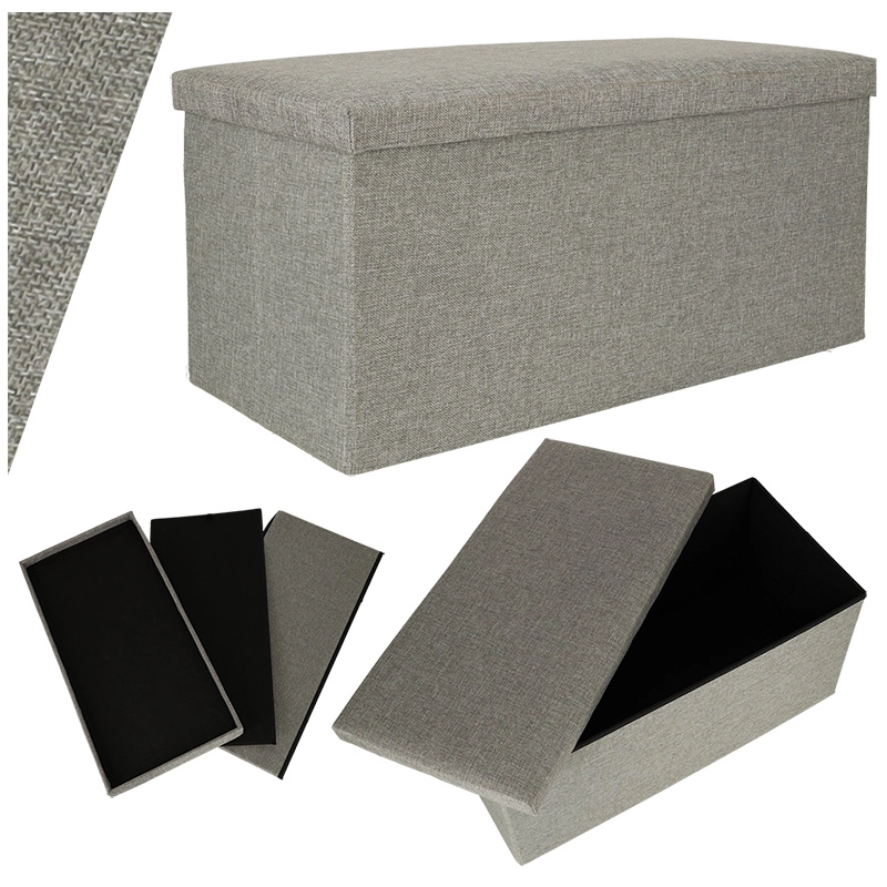 E-shop KIK KX4619 Skladací puf s úložným priestorom šedý 76 x 38 x 38 cm
