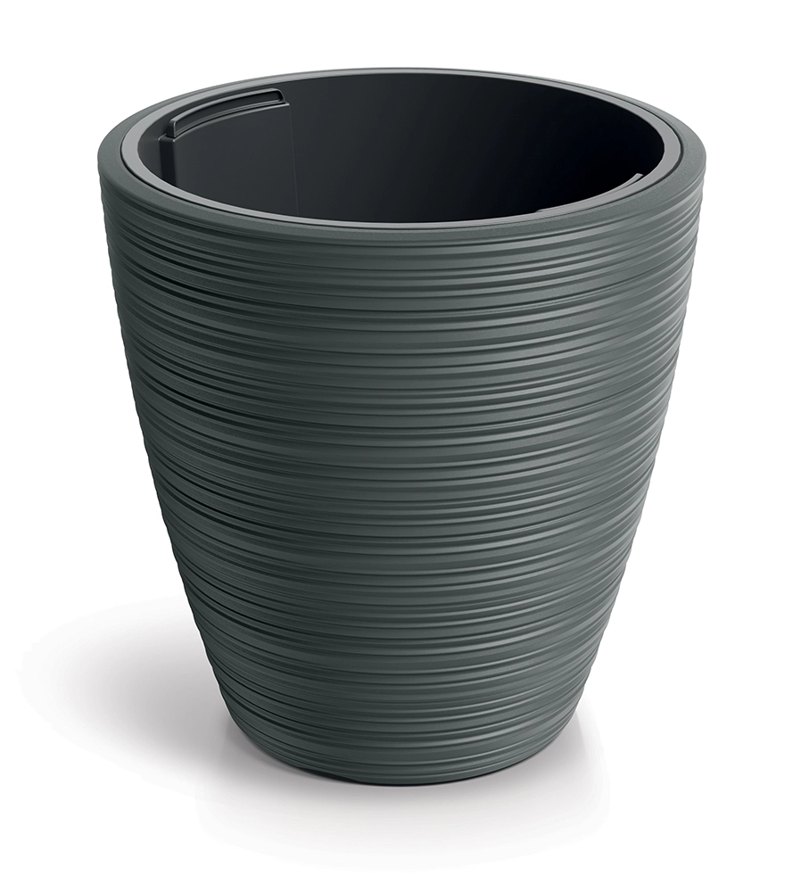 E-shop Prosperplast Plastový kvetináč Venas Round tmavosivý, 29,9 cm