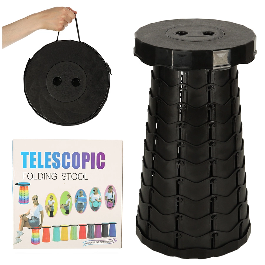 E-shop Skladacia teleskopická turistická stolička 200 kg – čierna