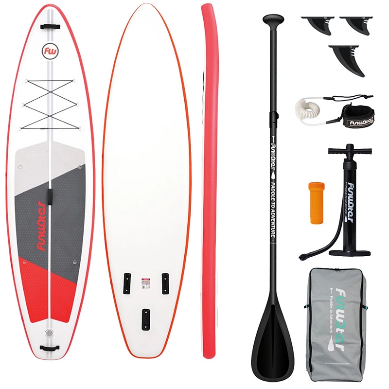 FunWater nafukovací paddleboard SUP set 335 × 84 × 15 cm, červeno-biely