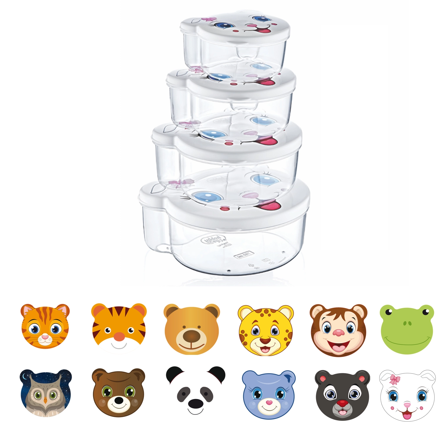 E-shop Sada 4 dóz na potraviny so zvieratkami, mix veľkostí