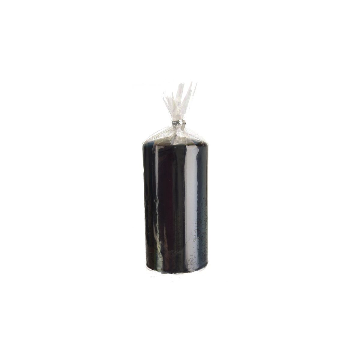 E-shop Lesklá čierna valcová sviečka 7 × 14 cm
