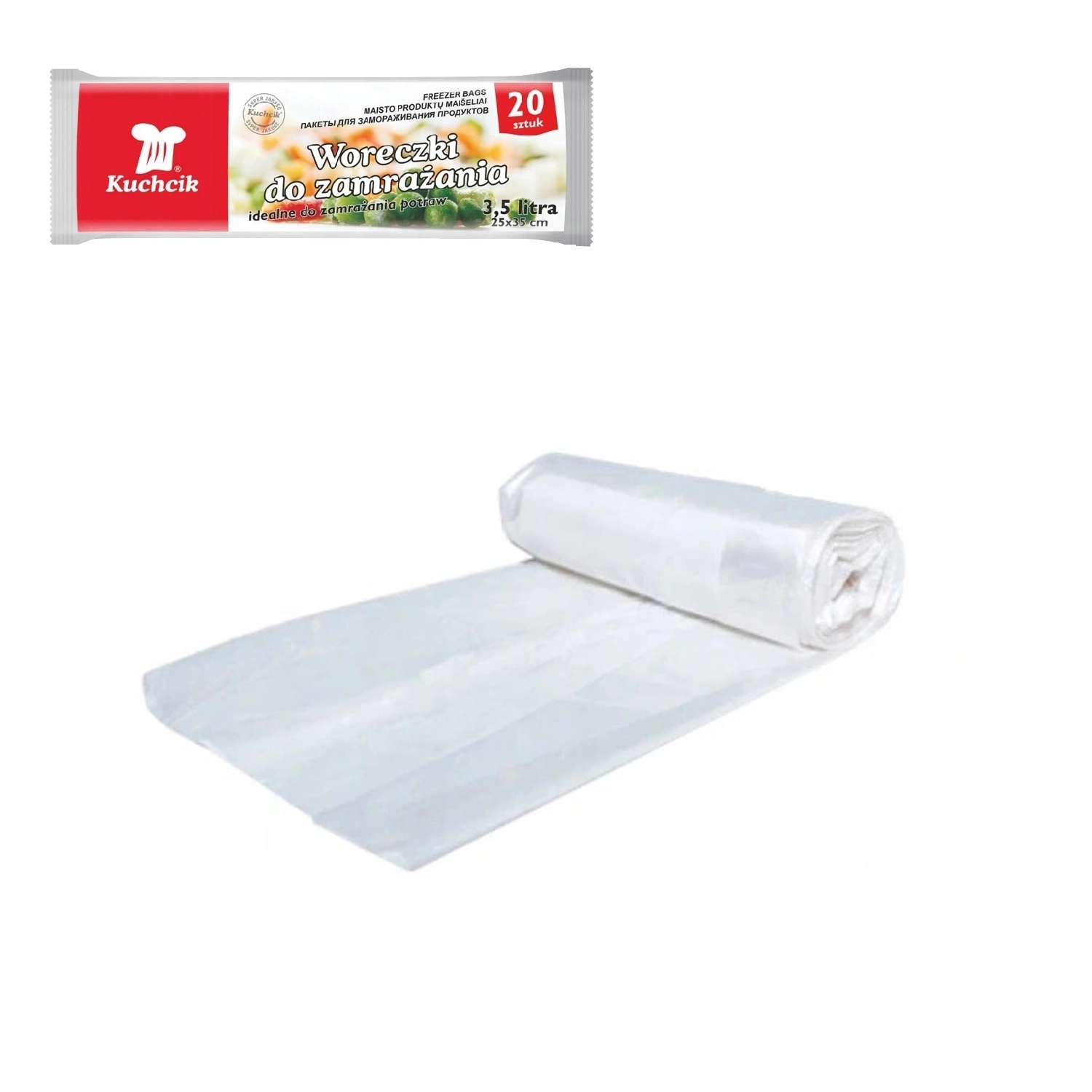 E-shop Vrecká na mrazenie potravín KUCHCIK 25 × 35 cm, 3,5 l, 20 ks