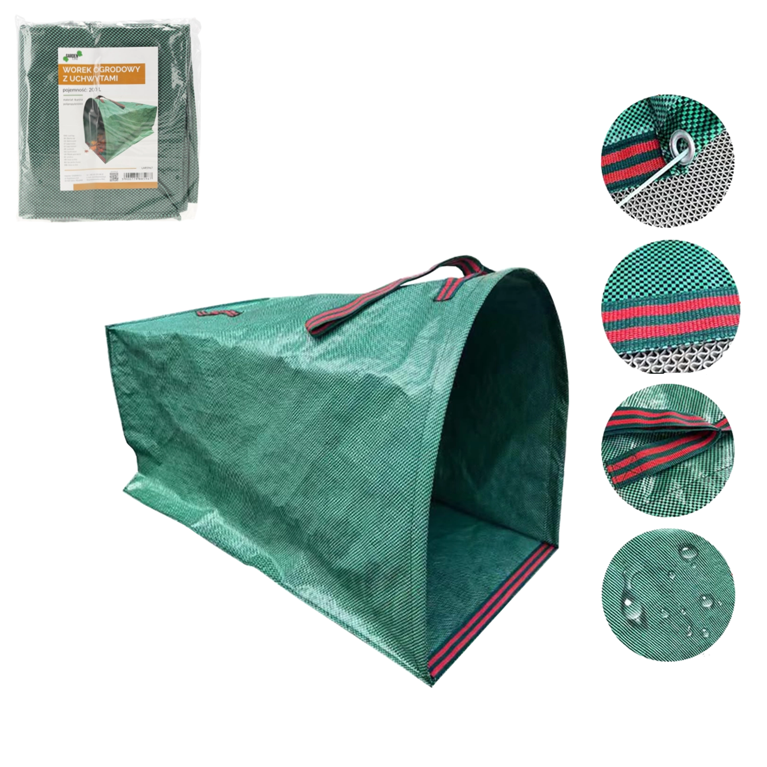 Záhradný skladací vak na odpad 200 l s úchytmi