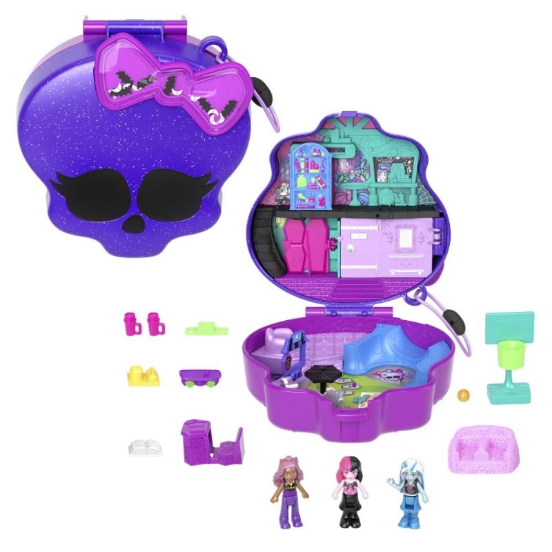 Polly Pocket kompakt Monster High lebka so skateparkom a školou