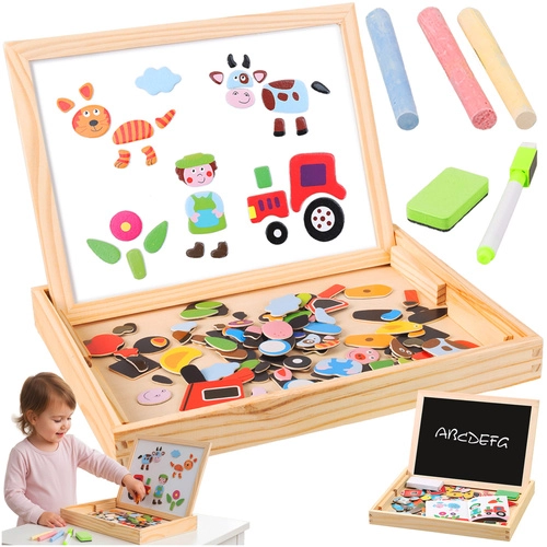 E-shop Kruzzel 25637 Drevená magnetická tabuľa, 108 dielov