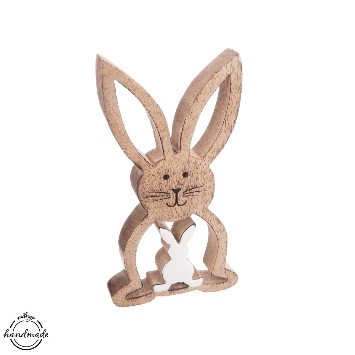 E-shop Dekorácia zajačik z mangového dreva, 22 cm