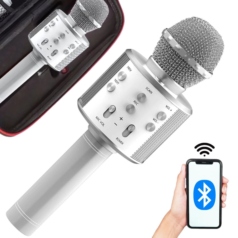 Bezdrôtový karaoke mikrofón so zabudovaným reproduktorom a puzdrom, Bluetooth