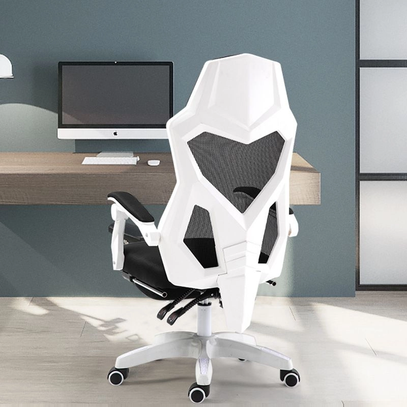 E-shop Ergonomická otočná kancelárska stolička, stolička s opierkou hlavy a nôh – biela
