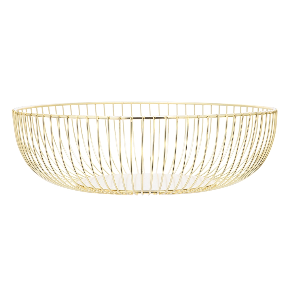E-shop Okrúhly kovový košík na ovocie v zlatej farbe 28 × 9 cm