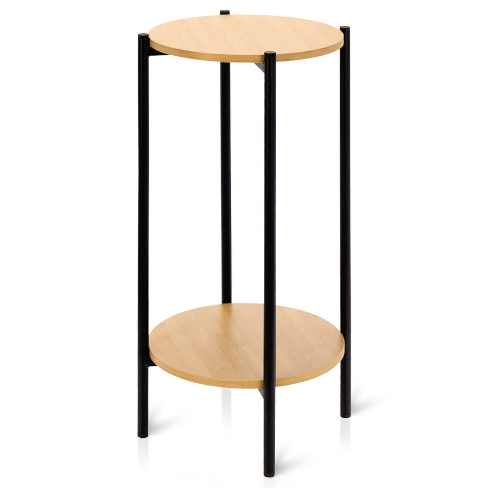 Okrúhly kovový odkladací stolík s dvoma doskami 31 × 31 × 61 cm – 1 kus