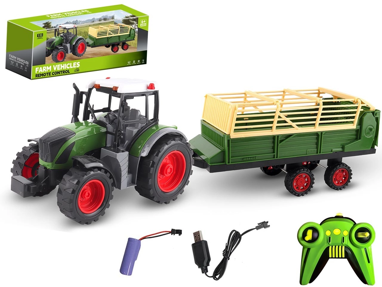 E-shop Diaľkovo ovládaný traktor s prívesom USB nabíjanie