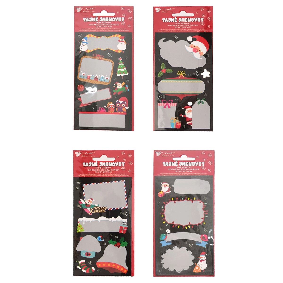 E-shop Vianočná škrabacia samolepiaca menovka 8 × 15 cm (4 motívy)