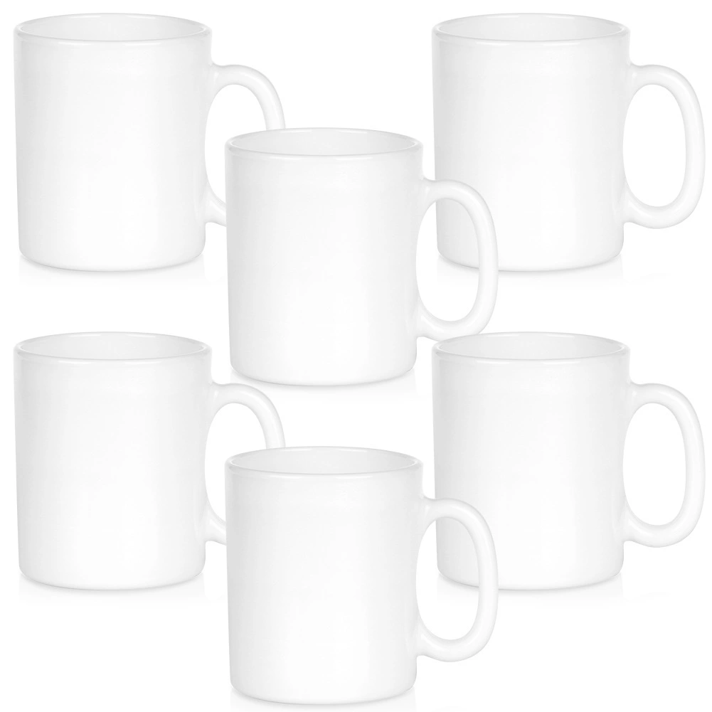E-shop Sada bielych sklenených hrnčekov 300 ml, 6 ks