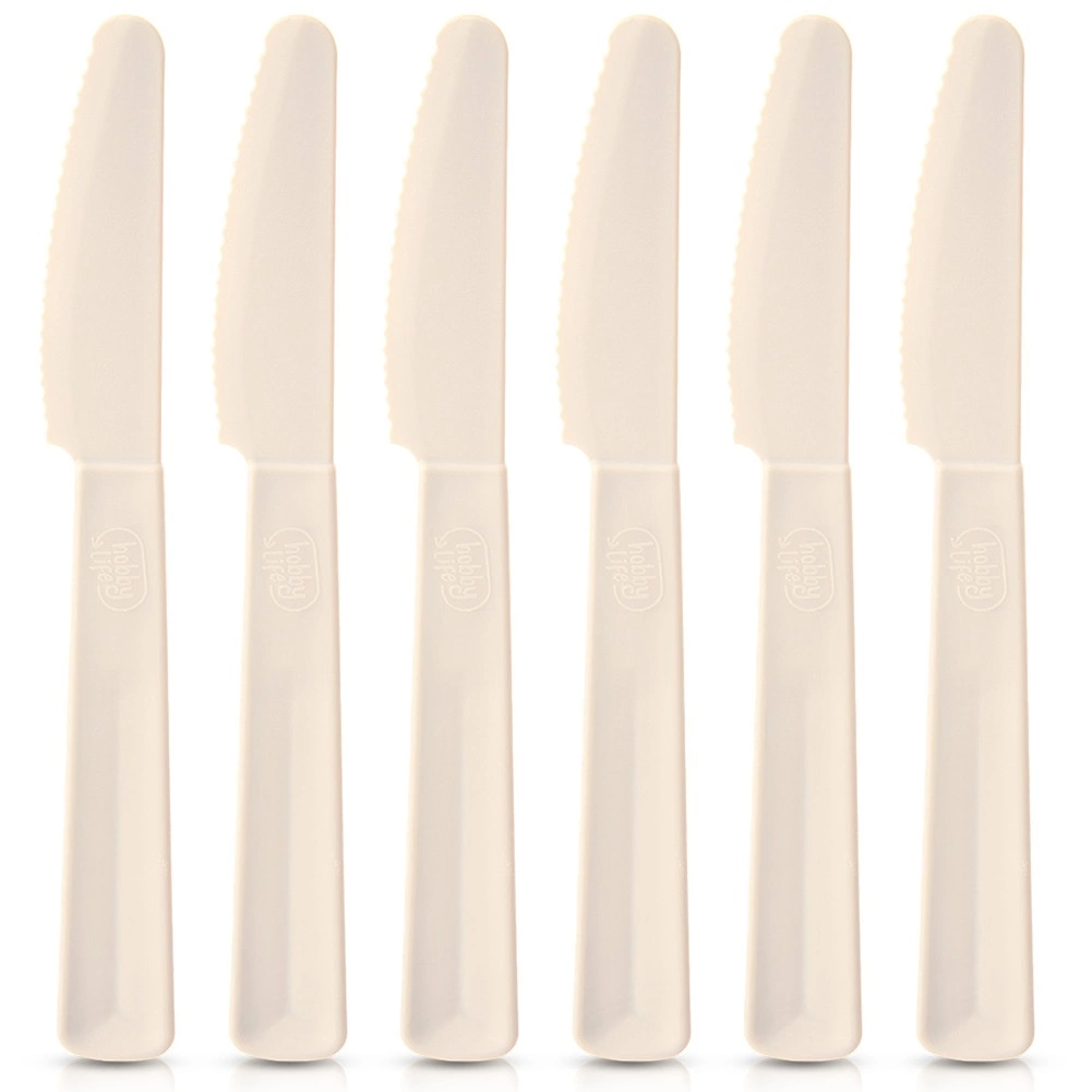 Plastové stolové nože krémové SANDY, 6 ks