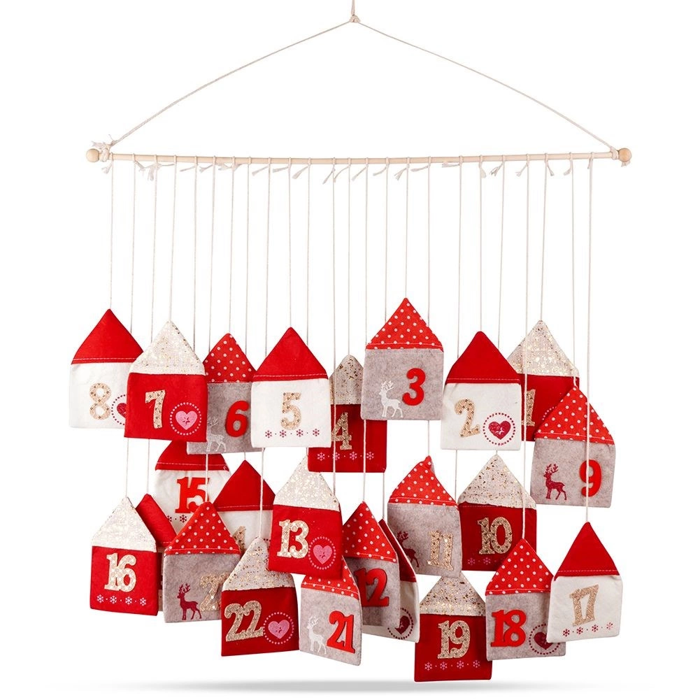 Filcový závesný adventný kalendár 70 × 60 cm