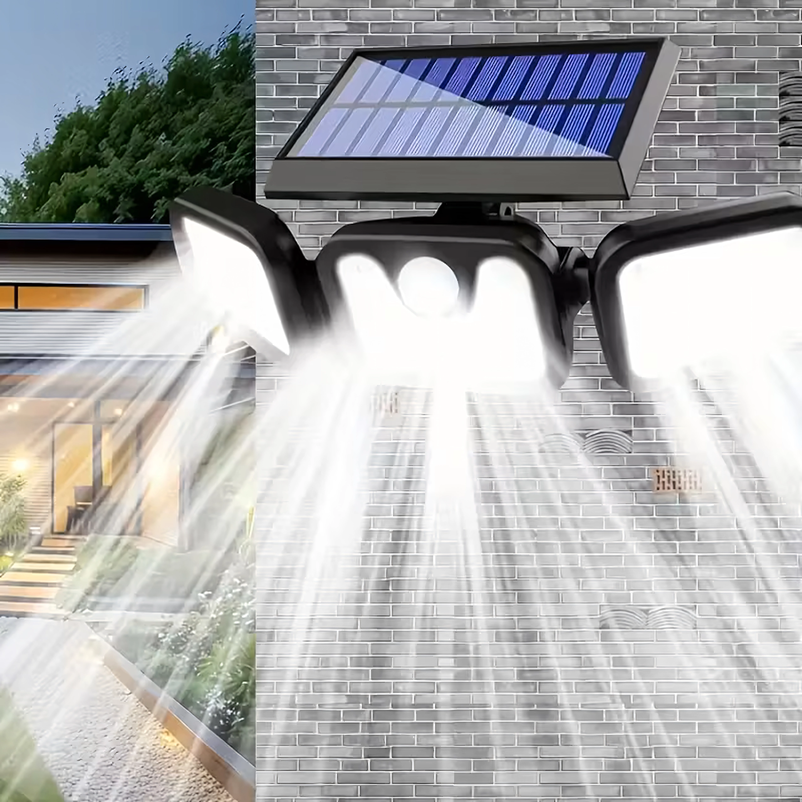 Solárne vonkajšie LED svetlo so senzorom pohybu a súmraku, 74 LED