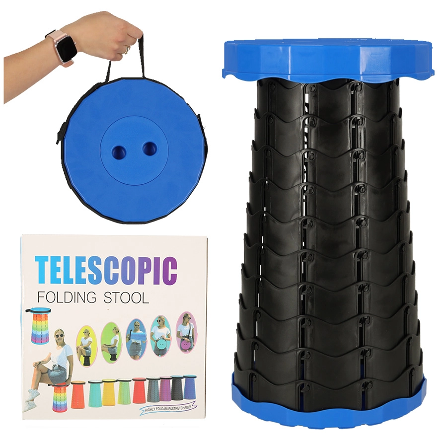 E-shop Skladacia teleskopická turistická stolička 200 kg – Modrá