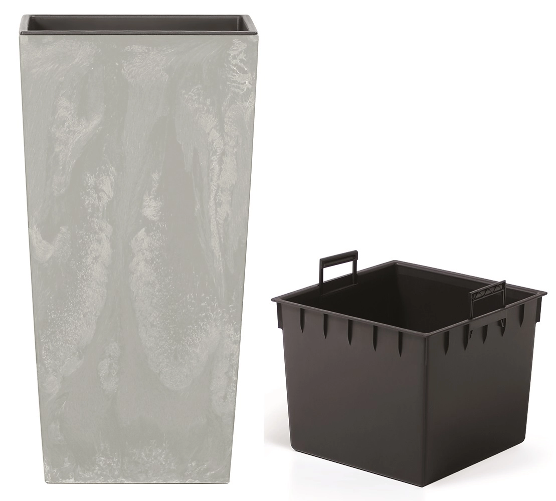Květináč s vkladem URBI SQUARE BETON EFFECT sivý 29,5 cm