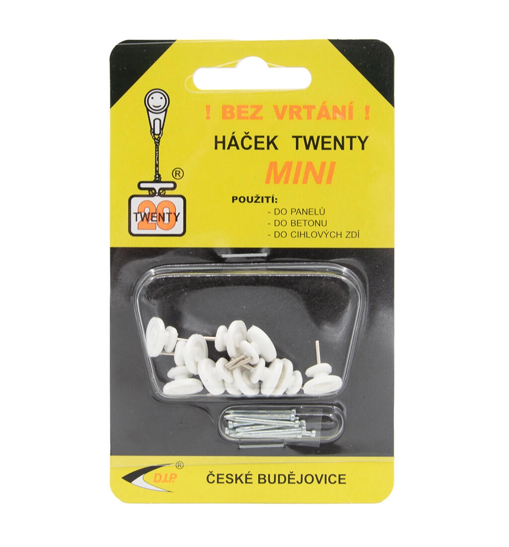 E-shop Háčik TWENTY mini z polyamidu, biely, 10 ks