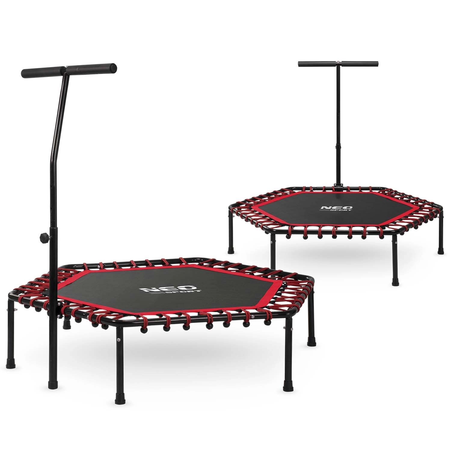 Fitness trampolína Neo-Sport s držadlom 127 cm šesťhranná červená