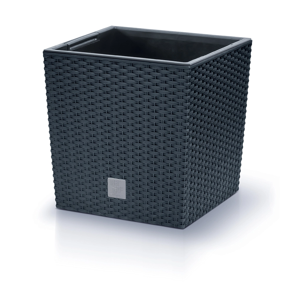 Kvetináč Prosperplast Rato Low antracit, 17 x 17 x 17 cm
